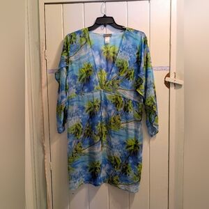 Tommy Bahama XL Blue & Green Tropical Cover-up EUC